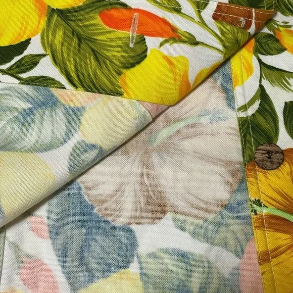 COLDWATER CREEK NWOTS RETRO 70S YELLOW FLOWER DENIM JACKET SZ XLP - Picture 10 of 13